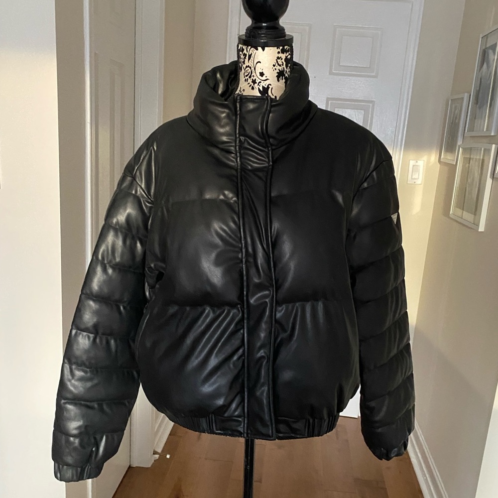 Guess Faux Leather Bomber Jacket